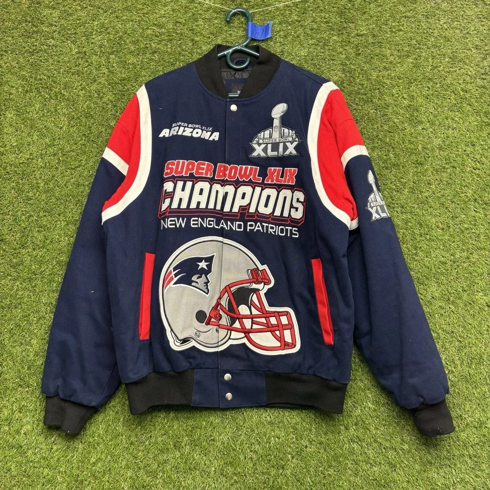 New England Patriots Jacket Mens Large Superbowl Champions LI 2017 HTX NFL Coat